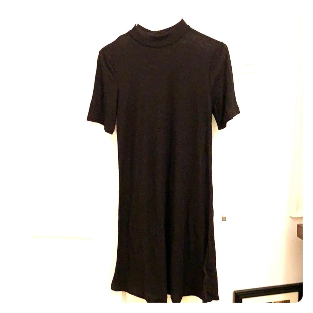 H&M Divided Black Ribbed Mock Neck Dress Like New